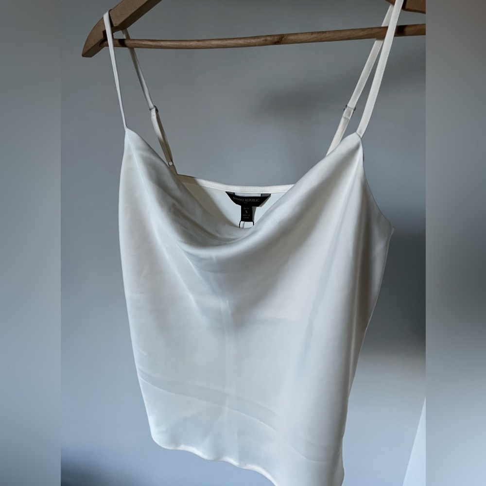 Banana Republic White Silk Cowl Neck Tank Top NWT